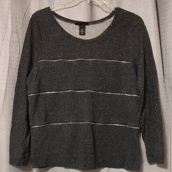 Lane Bryant Sweaters - Lane Bryant Charcoal Sparkle Knit Crewneck with Faux Zipper details Sz 14/16